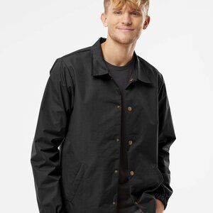 Independent Trading Co. Water-Resistant Windbreaker Coach’s Jacket, Black